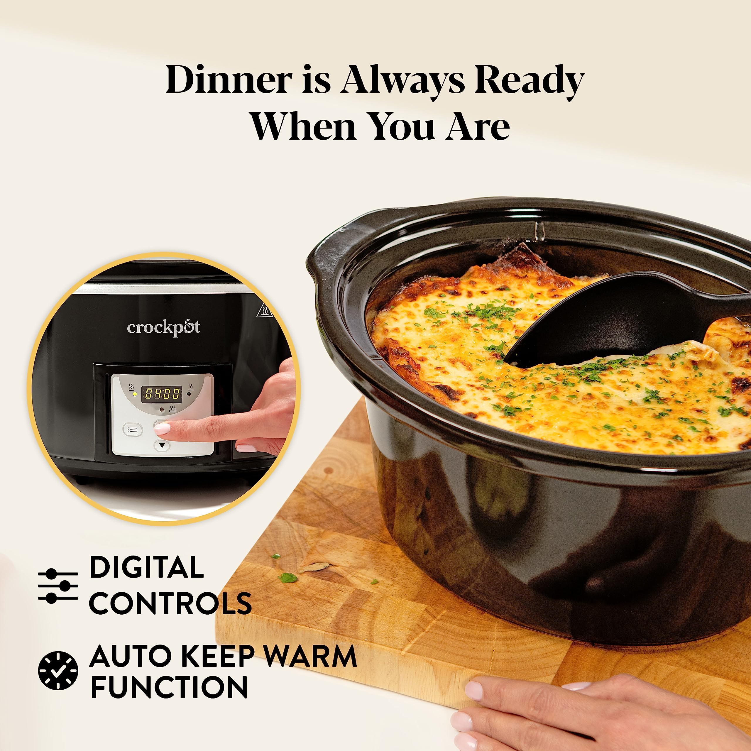 Crockpot Digital Slow Cooker 3.5L (3-4 People) - Programmable Countdown Timer with UK 3 Pin Plug - Black [CSC113] - Perfect for Family Dinners, Meal Prep & Slow Cooking Recipes