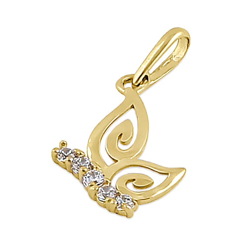 14K Yellow Gold CZ Butterfly Pendant Necklace - Elegant Cubic Zirconia Jewelry for Women, Perfect Gift for Birthday, Anniversary & Valentine's Day | Everyday Wear & Special Occasions