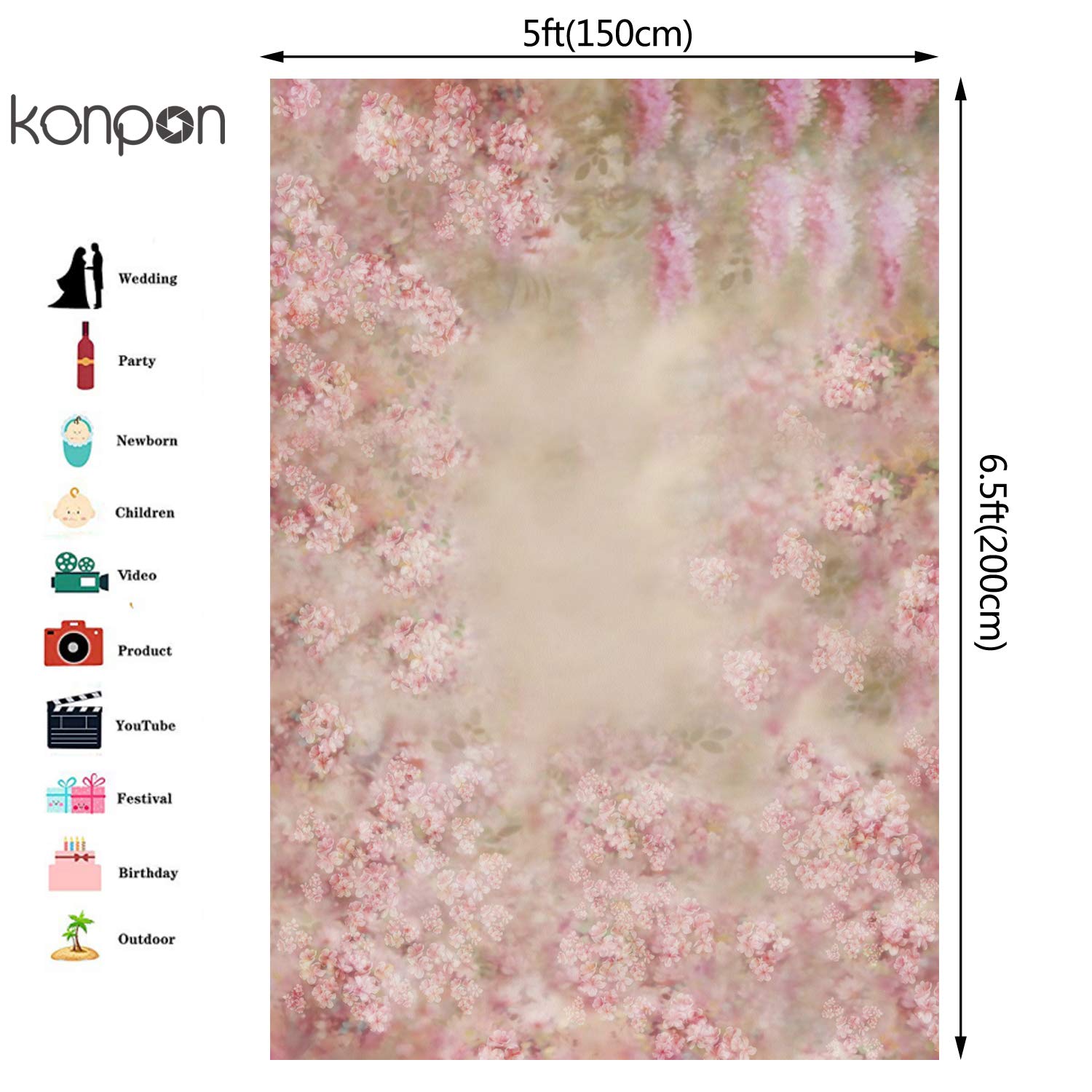 5x6.5ft Pink Floral Fantasy Photography Backdrop - Seamless Flower Background for Baby Showers, Maternity & Newborn Photo Shoots | Perfect for Studio, Party Decor & Social Media Content Creation