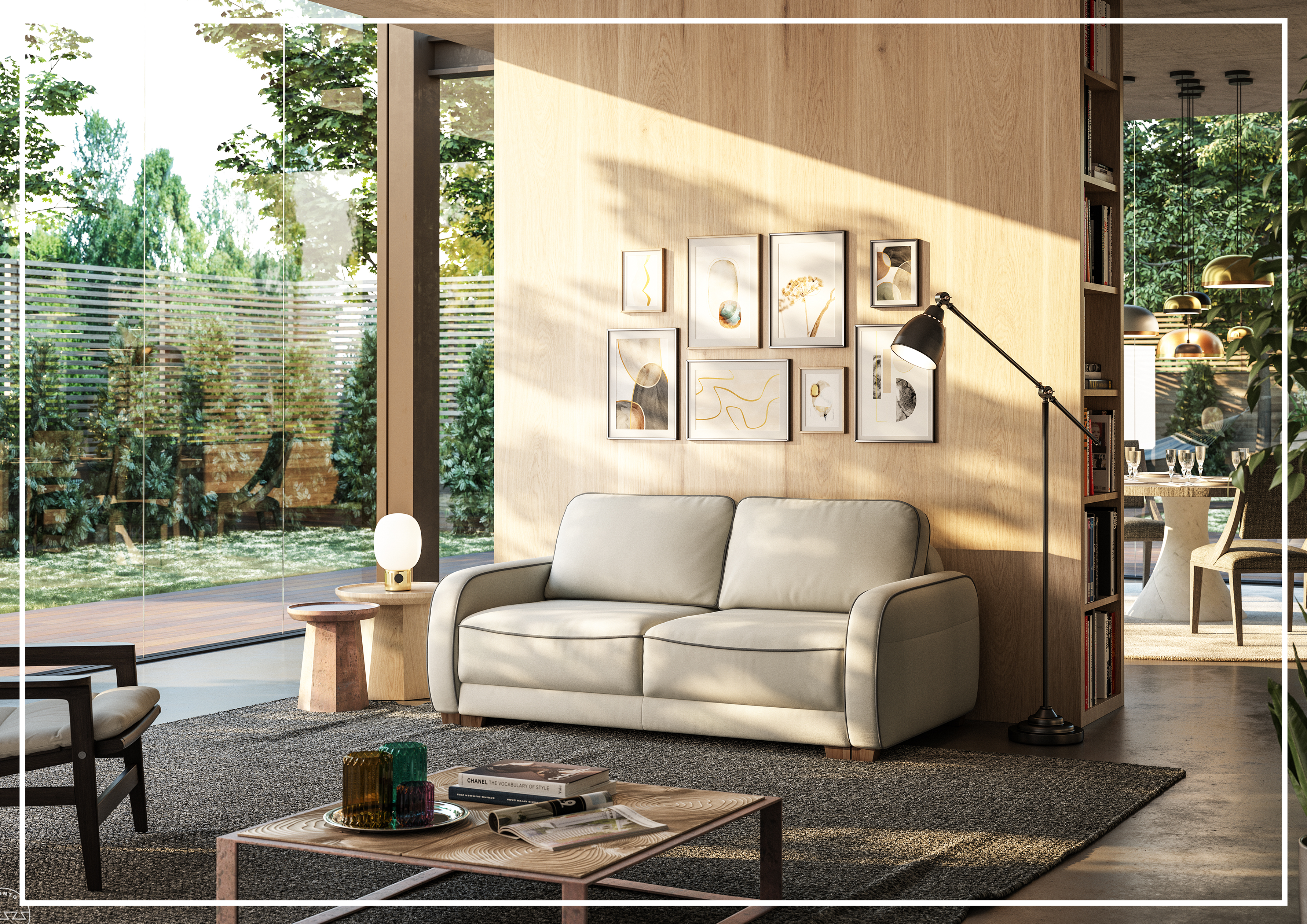 Luonto Leon 2-Seater Fabric Loveseat with Queen Sleeper & Walnut Finish - Perfect for Small Spaces, Guest Rooms & Cozy Living Rooms