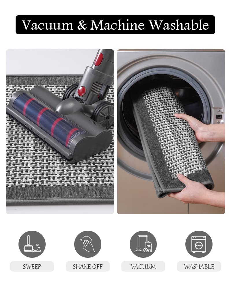 Non-Slip Washable Kitchen Mats with Rubber Backing - Super Absorbent 20