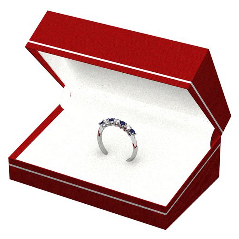 Dazzlingrock Collection 14K Solid White Gold Blue Sapphire & White Diamond 7-Stone Women's Bridal Wedding Ring – Perfect for Engagement, Anniversary & Special Occasions