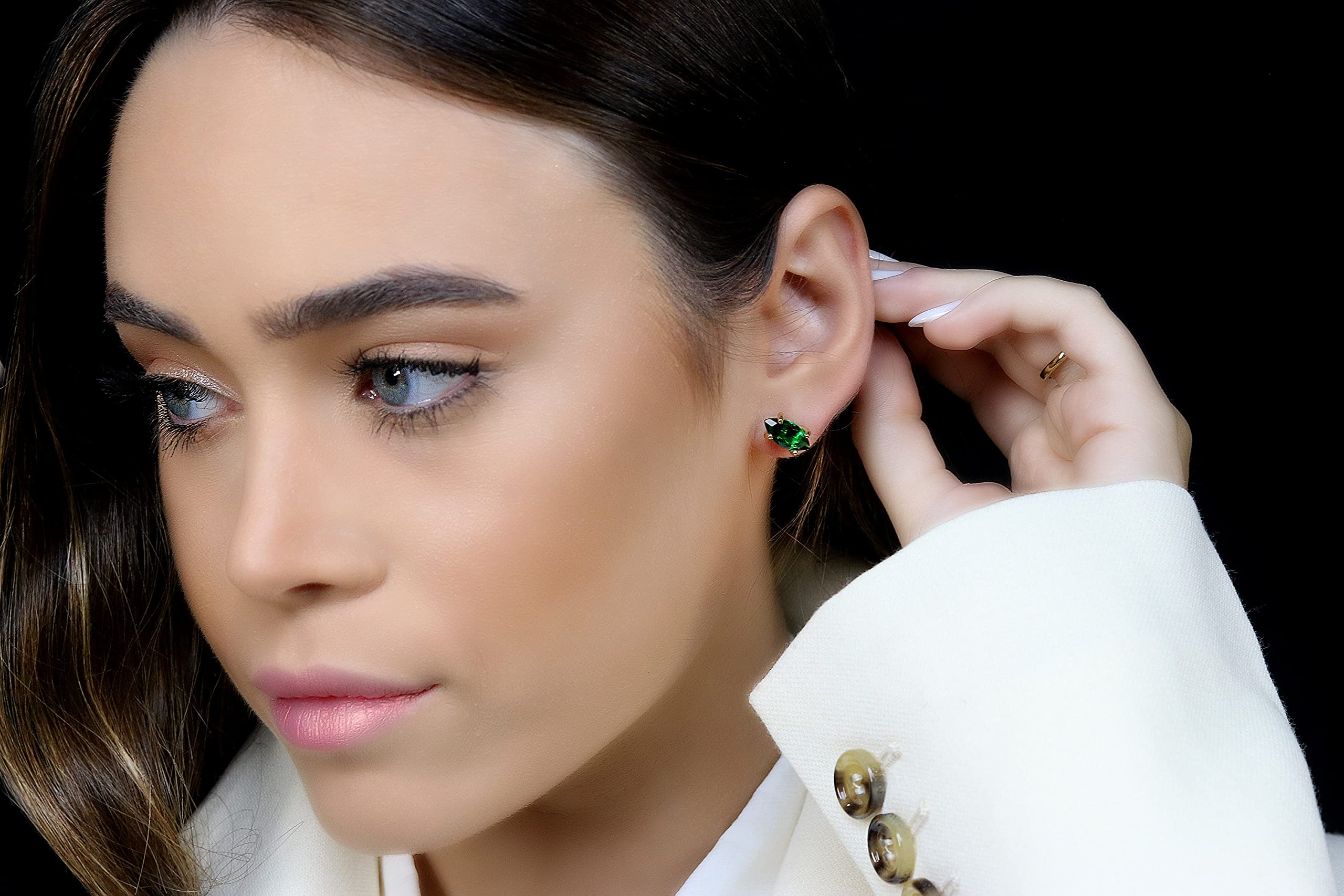 Timeless Emerald Green Stud Earrings - Handmade Dainty Jewelry for Women, Wedding & Everyday Wear - 925 Sterling Silver/Gold Plated Options with Gift Box - Perfect Birthday Gift & Anniversary Present