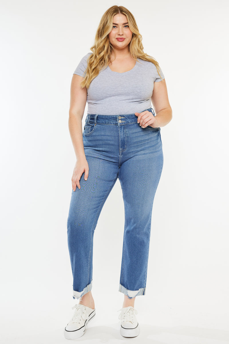 Esme Essentials High Rise Slim Straight Leg Jeans for Women - Plus Size Denim Pants with Stretch Comfort - Perfect for Casual Wear, Office & Date Nights
