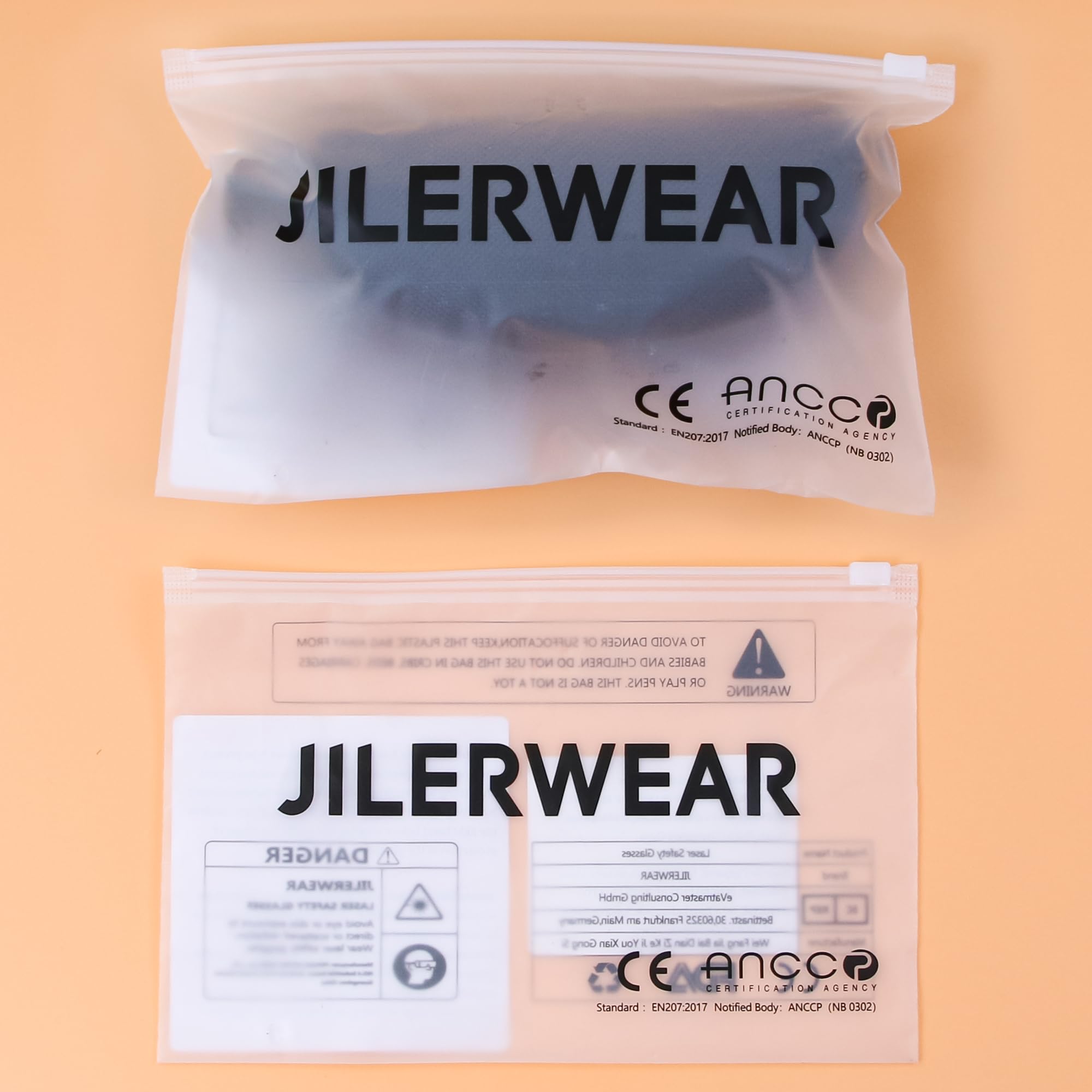 JILERWEAR Professional Laser Safety Glasses - 405nm, 445nm, 450nm, 532nm, 850nm & 190nm-490nm Wavelength Protection - Violet/Blue/Red Laser Safety Goggles for Labs, DIY Projects & Industrial Use