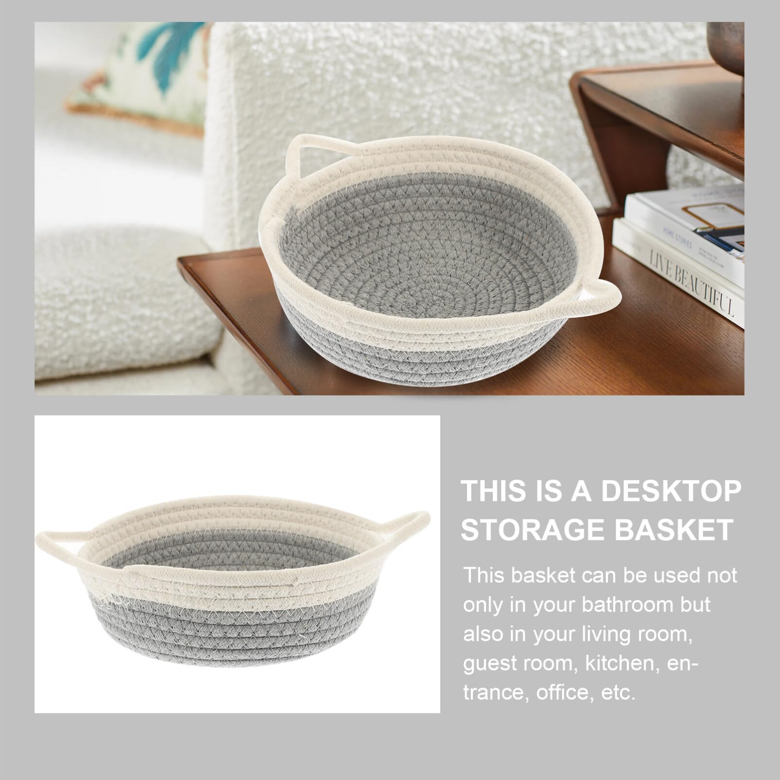 Cabilock Cotton Rope Storage Basket - Foldable Laundry Hamper & Home Organizer for Bedroom, Bathroom, Nursery | Natural Decorative Household Storage Bin for Clothes, Toys, Sundries