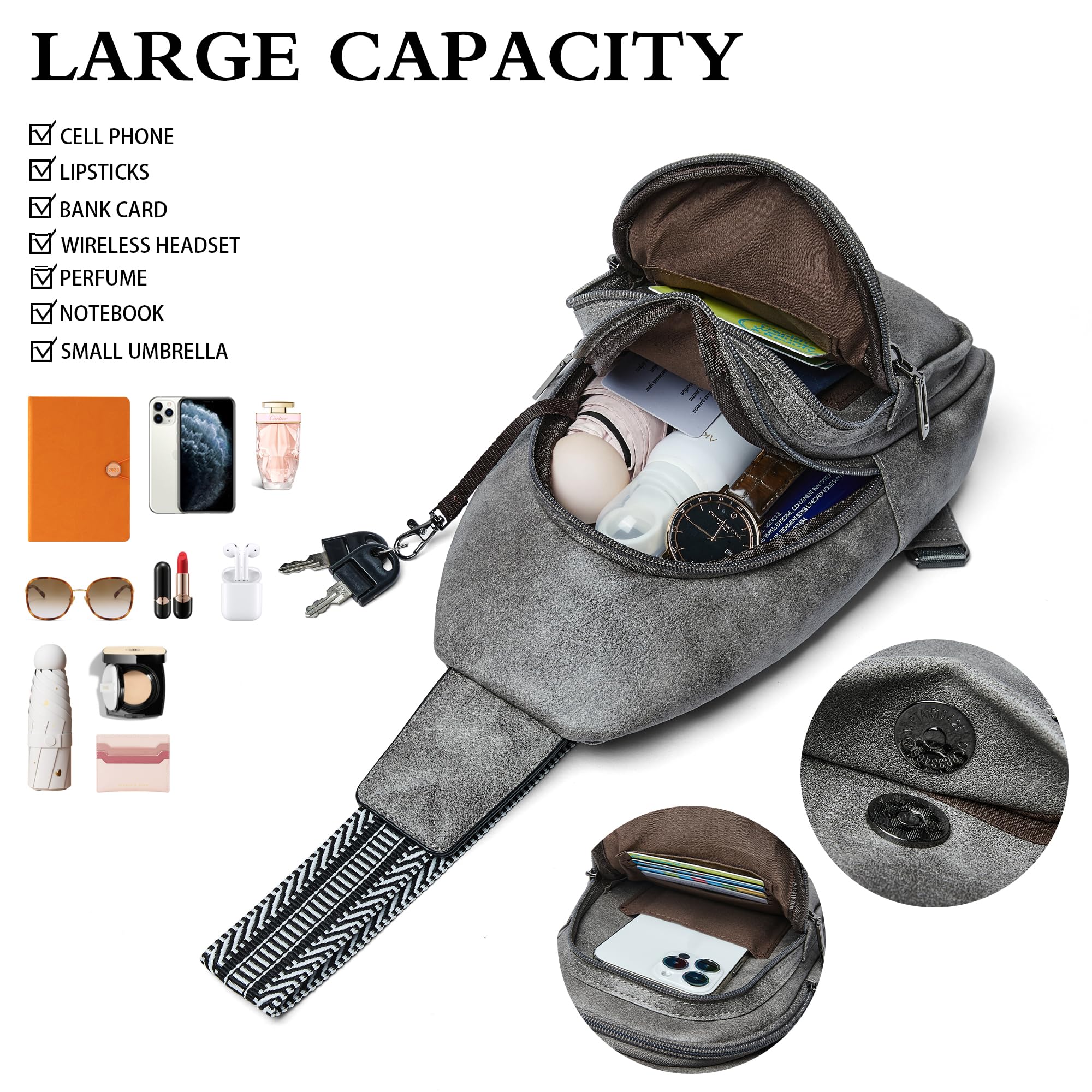 Stylish Women's Crossbody Sling Bag - Adjustable Fanny Pack & Chest Purse for Travel, Shopping & Everyday Use | Perfect for Hiking, Concerts & Running Errands