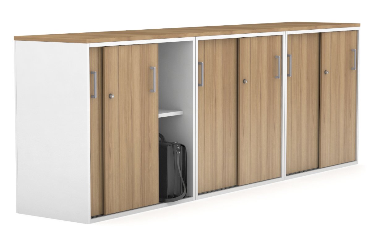 Modern 2400W x 900H x 450D Sliding Door Credenza for Office & Home - Medium Uniform Storage Cabinet with Smooth Gliding Doors - Perfect for Living Room, Bedroom or Entryway Organization