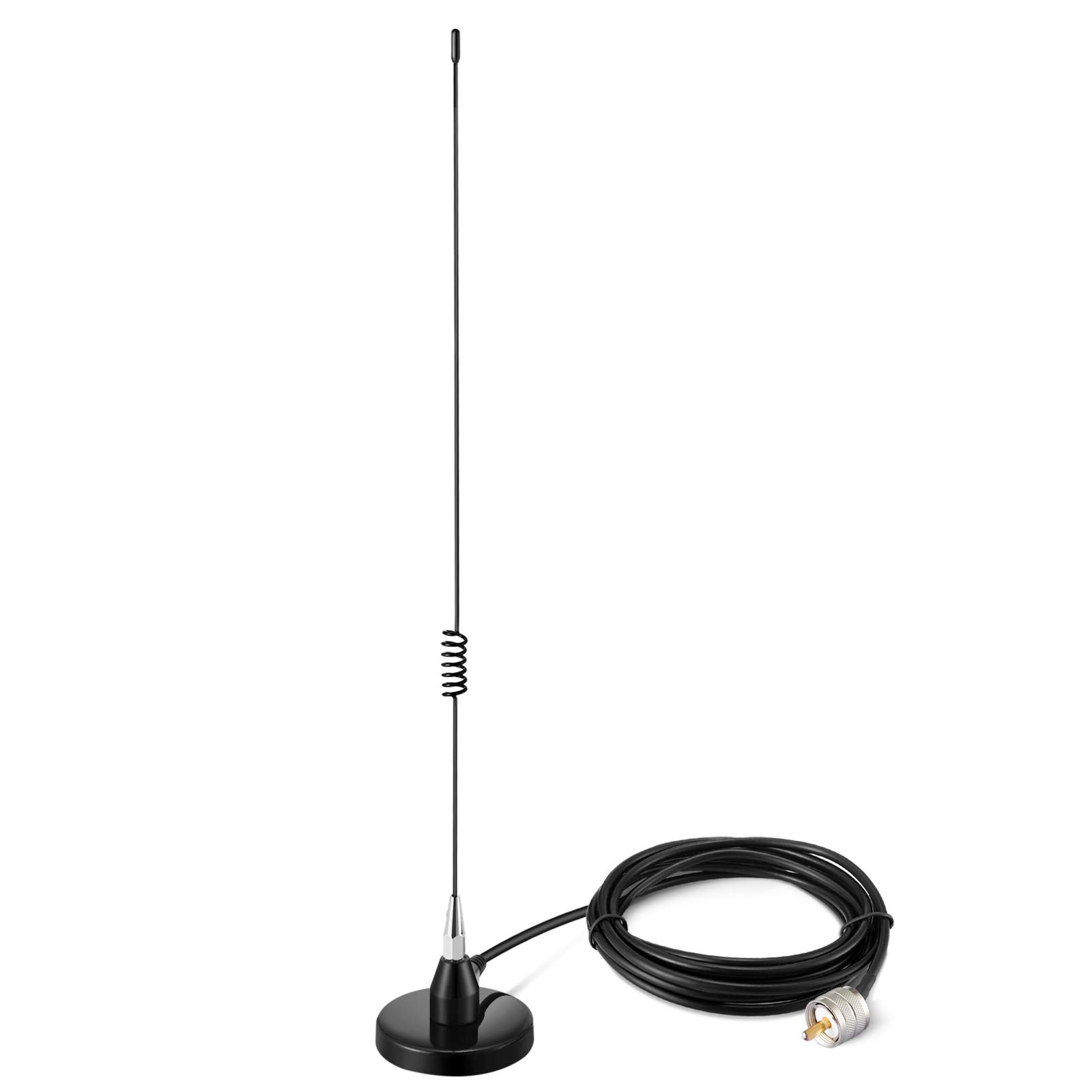 Dual Band VHF UHF Mobile Radio Antenna 136-174MHz 400-520MHz with 10ft RG58 Cable for Ham Radio, GMRS, Yaesu, Two Way Radio - Perfect for Car, Truck, SUV & Off-Road Vehicle Communication