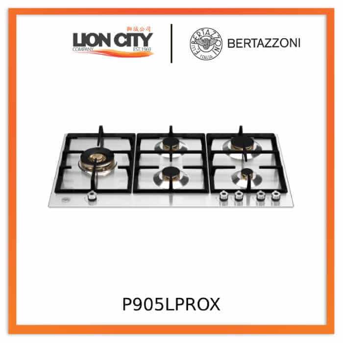 Bertazzoni P905LPROX/NE 90cm Built-in Gas Cooktop with Dual Wok Burner - Perfect for Asian Cooking & Professional Home Chefs