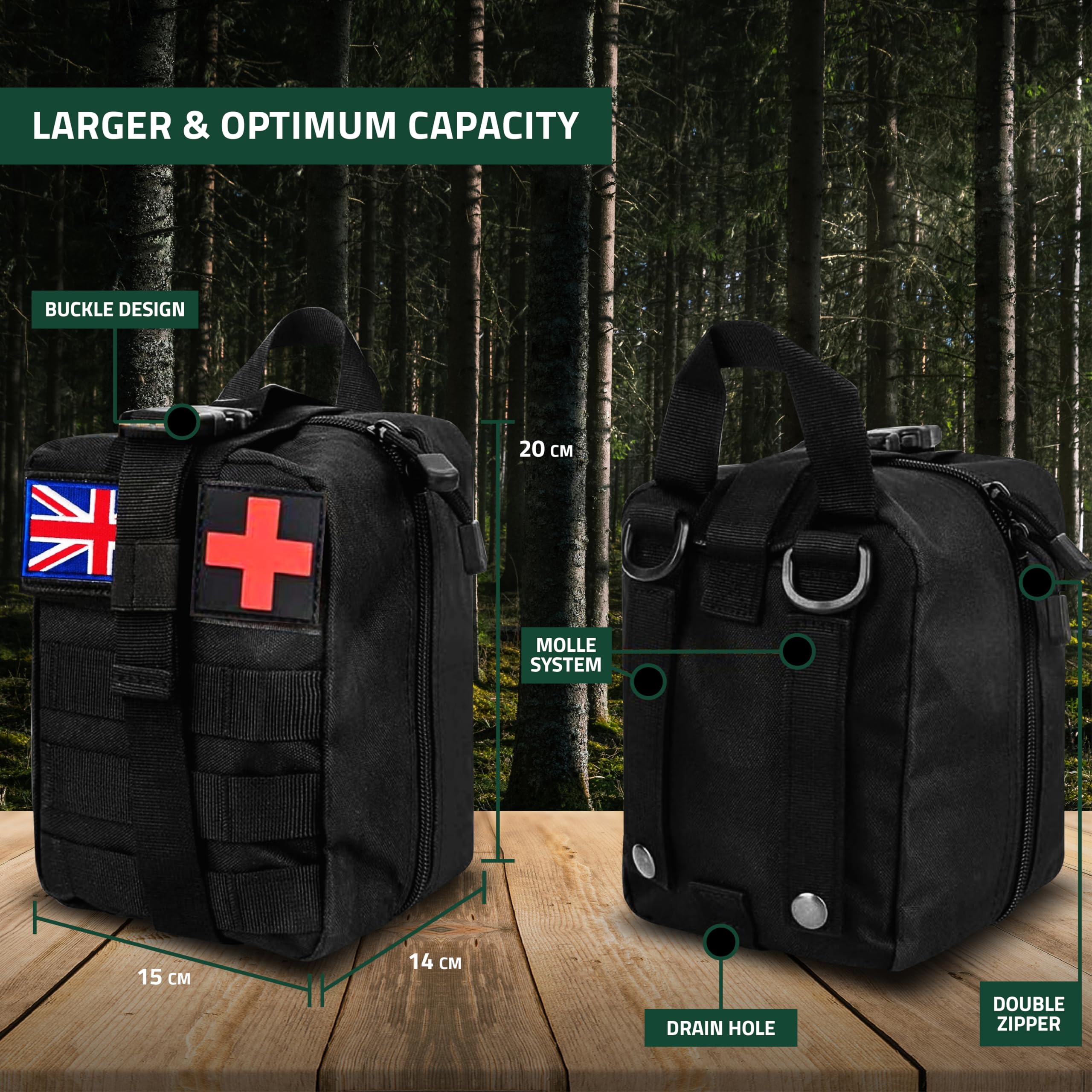 Professional Emergency Survival Kit & First Aid Kit for Outdoor Adventures - Camping, Hiking, Hunting Gear with MOLLE System | Perfect for Wilderness Survival & Disaster Preparedness