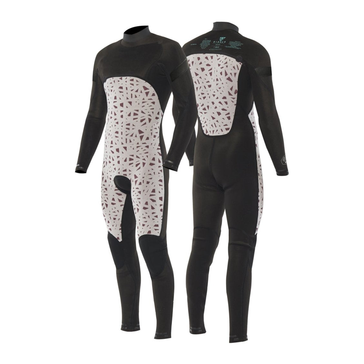 Vissla 7 Seas Men's 4/3mm Full Chest Zip Wetsuit - Black for Surfing, Diving & Water Sports