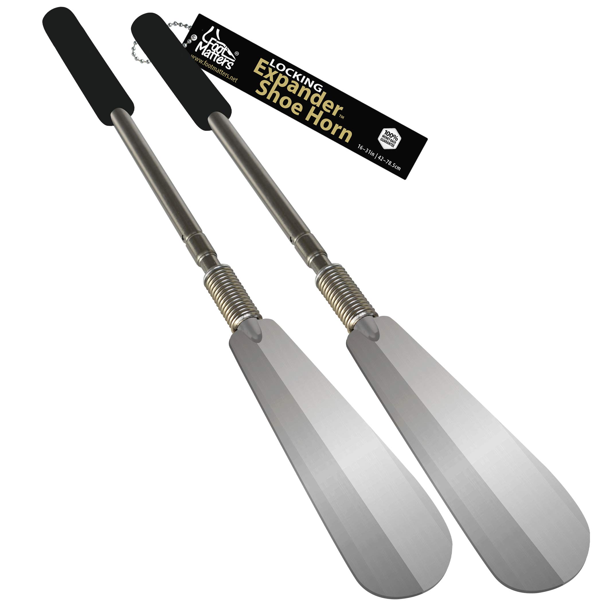 FOOTMATTERS Extra Long Shoe Horn with Twist Lock Handle - Extends 16 to 31 Inches - Perfect for Seniors, Back Pain & Mobility Assistance - Ideal for Boots, Dress Shoes & Hard-to-Reach Footwear