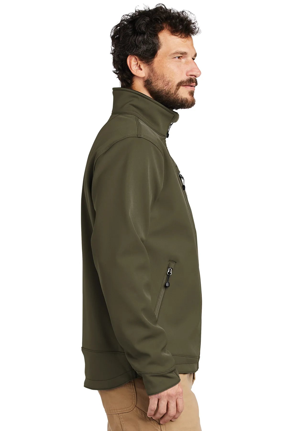 Carhartt Crowley Soft Shell Jacket for Men - Waterproof Windproof Fleece Lined Outdoor Work Jacket - Moss Green - Ideal for Construction, Hiking & Cold Weather Activities