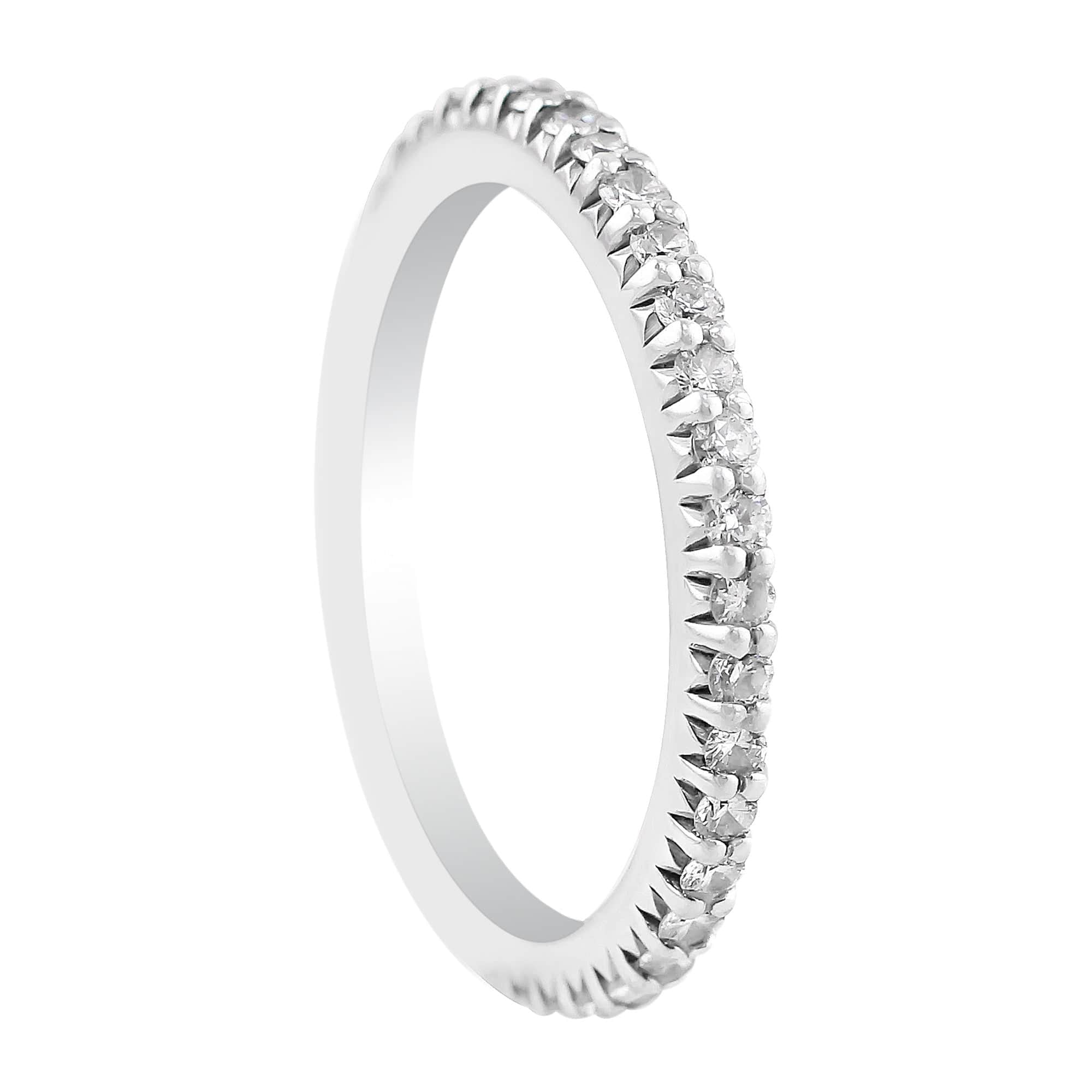 18K White Gold Bella Vita Single Row Diamond Ring for Women - Elegant Wedding, Engagement & Anniversary Jewelry Gift