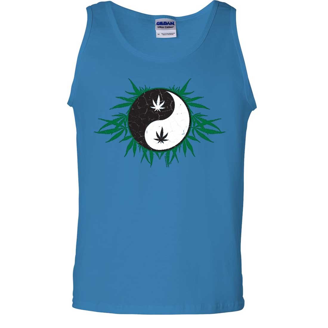 Stoner Yin Yang Pot Leaf Printed Tank Top - Assorted Colors | Hippie & Festival Fashion for Weed Lovers