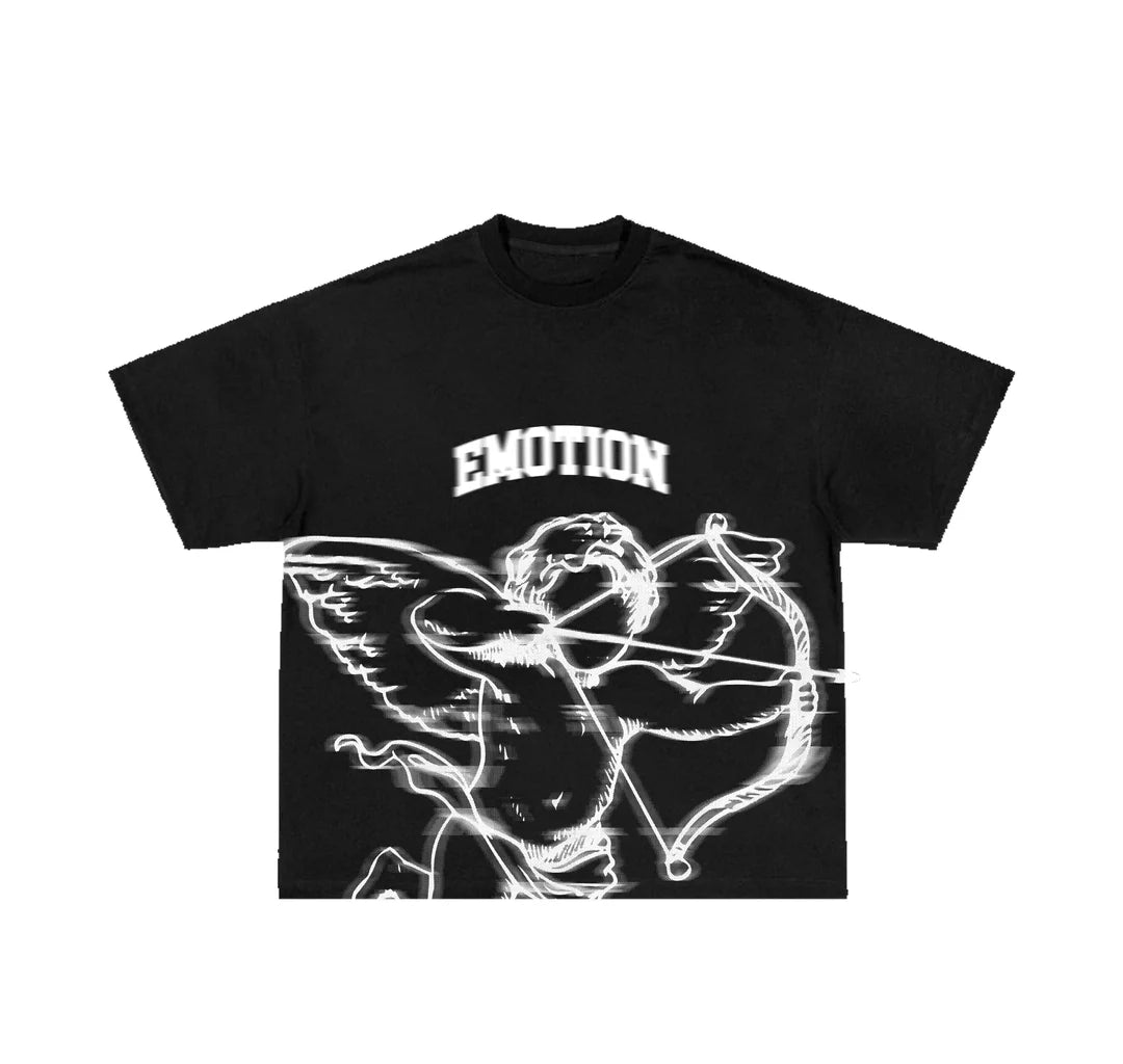 Mixed Emotion Black Blur Graphic Tee - Stylish Unisex T-Shirt for Casual Wear & Street Fashion