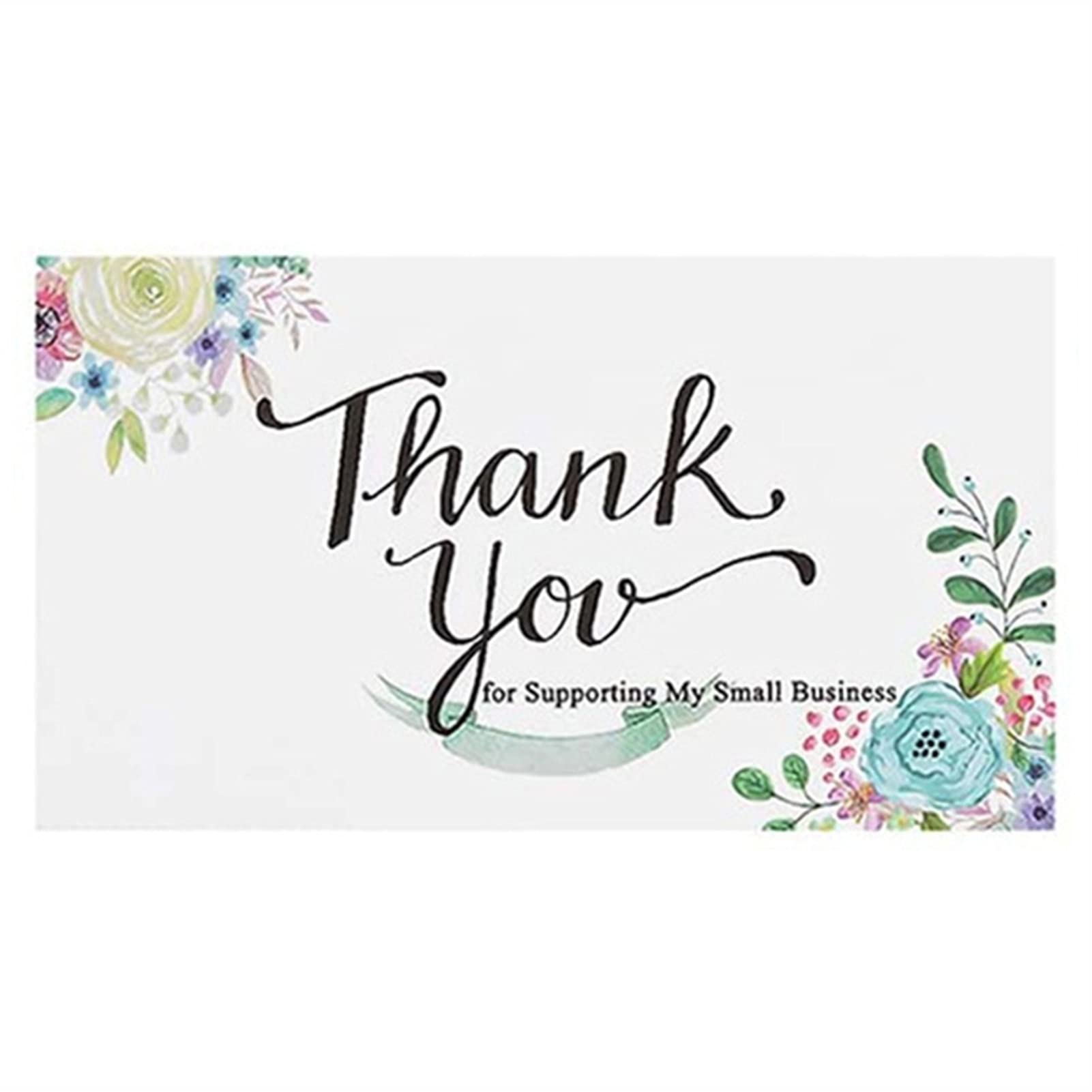 TOMYEUS 50pcs Small Business Thank You Cards - Floral Appreciation Greeting Cards for Shop Owners & Sellers, Bulk Blank Cardstock (Color C) - Perfect for Customer Appreciation, Grand Openings & Small Business Events