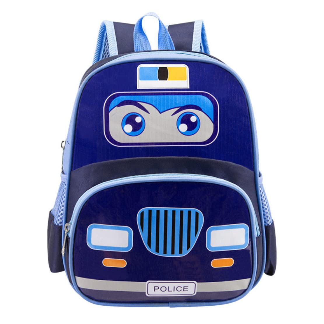 Waterproof Cartoon Police Car Backpack for Toddler Boys & Girls - Durable School Bag for Kindergarten, Daycare & Outdoor Adventures (Blue)