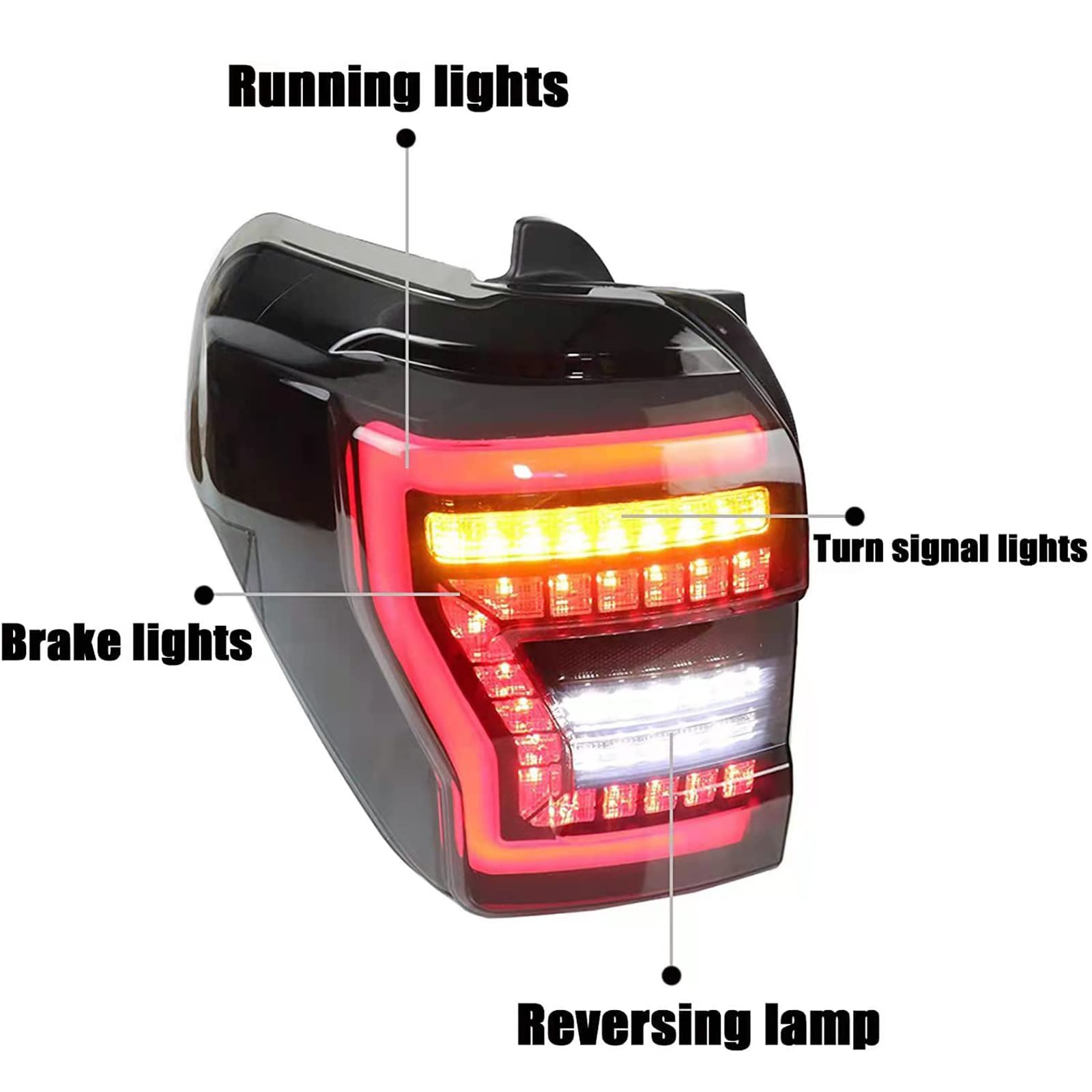 Smoked Black Sequential LED Tail Light Assembly for Toyota 4Runner 2010-2021 - Fiber Optic Turn Signal, Brake & Reverse Lights - Plug & Play Replacement - Perfect for Off-Roading & Night Driving
