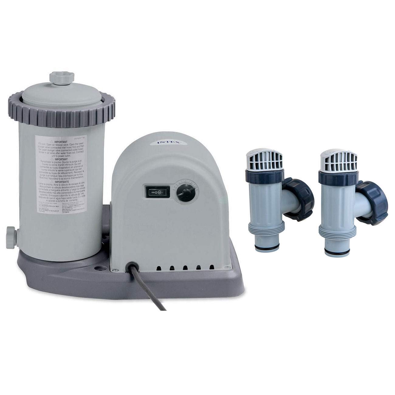 Intex 1500 GPH Above Ground Pool Pump with Plunger Valve Replacement - High Performance Swimming Pool Filter System for Backyard, Inflatable Pools & Spa Maintenance