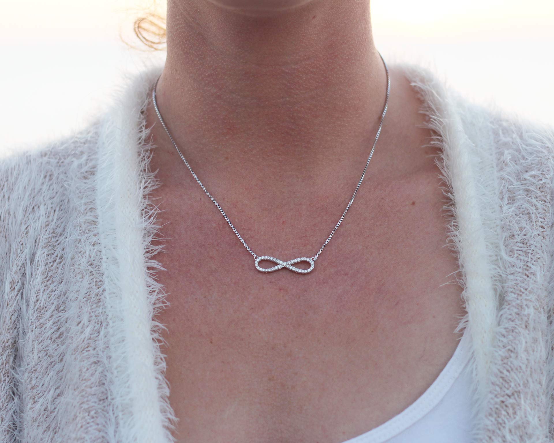 Cleo Classic Designs Infinity Necklace for Women - Elegant Mother's Day Gift, Mom Jewelry, Sterling Silver Infinity Symbol Necklace - Perfect for Birthday, Anniversary & Everyday Wear