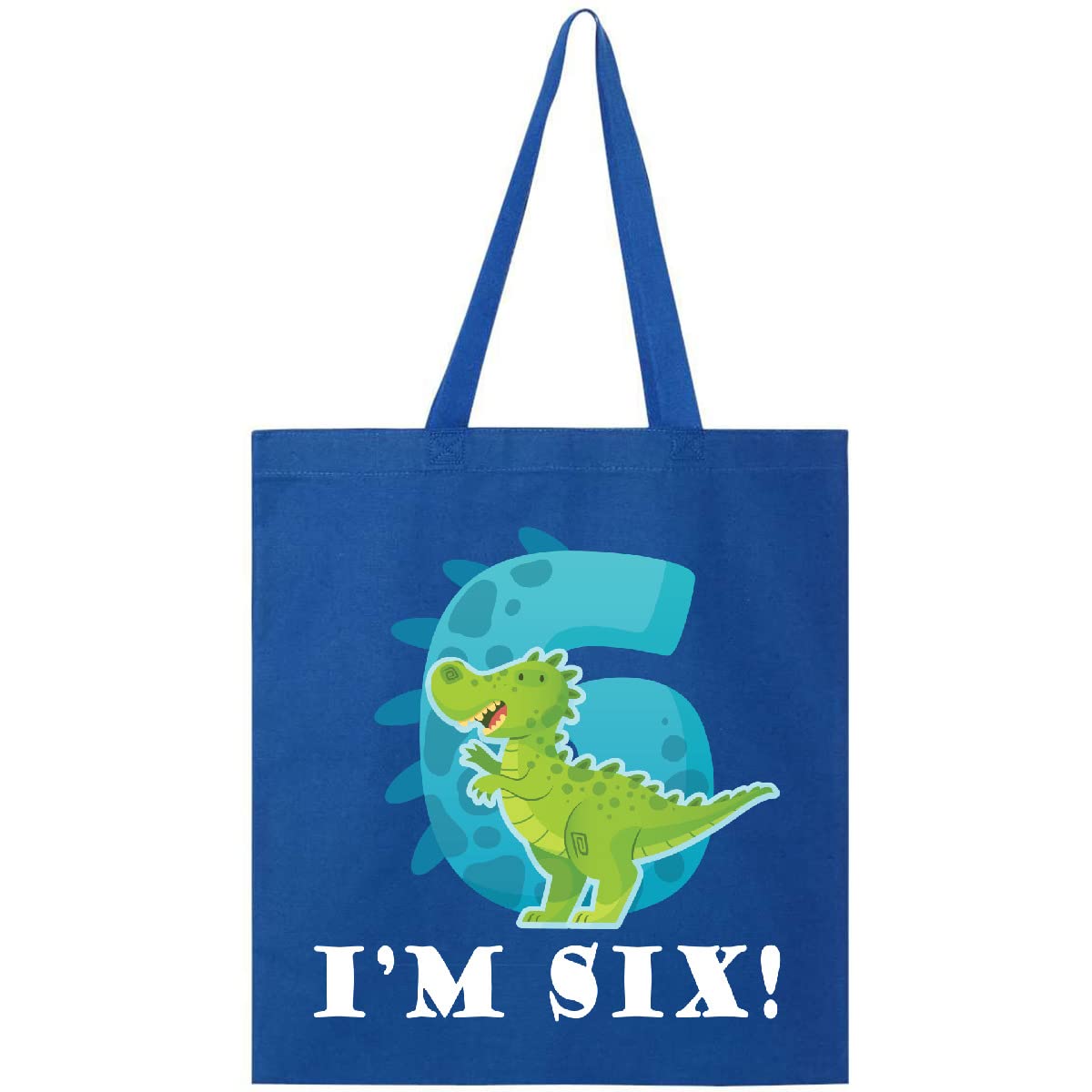 Inktastic 6th Birthday Dinosaur Party Tote Bag for Boys - Durable & Fun Gift for 6 Year Olds - Perfect for School, Birthday Parties & Everyday Use