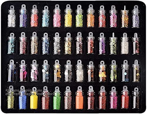 48-Piece DIY Nail Art Kit with Pearls, Sequins & Glitter Powder - Acrylic Rhinestone Decorations for Professional Nail Designs | Perfect for Home Salon, Party Makeup & Gift Giving