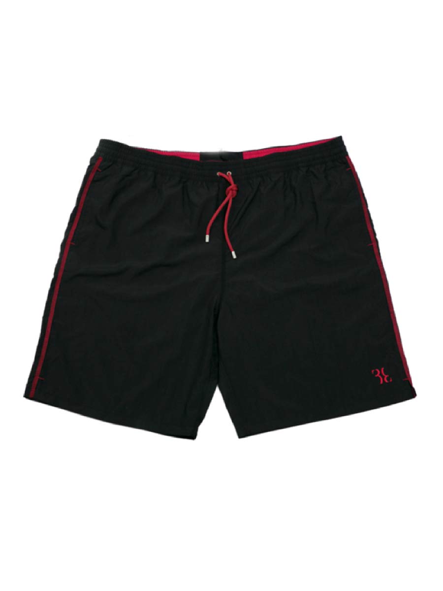 Billionaire Italian Couture Men's Athletic Shorts - 100% Polyamide, Black with Pink Lace Trim - Perfect for Gym, Running & Summer Fashion