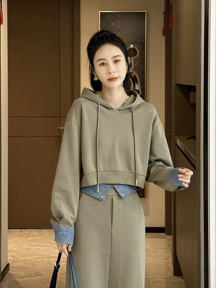 2024 Autumn Korean Fashion 2-Piece Set - Long Sleeve Hooded Sweater & Casual Skirt Matching Outfit | Women's Coordinated Dress Sets for Fall | Perfect for Daily Wear, Office, and Date Nights