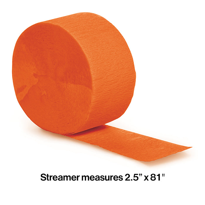 12-Piece Bulk Sunkissed Orange Crepe Streamers - 81 Feet Long for Party Decorations, Birthday Celebrations, and Festive Events