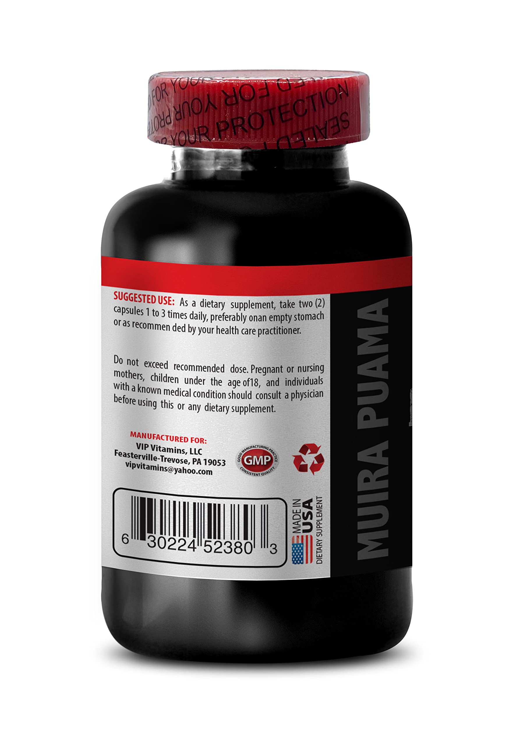 Premium Muira Puama Extract Supplement - Natural Energy Booster for Men - Adaptogenic Herbs for Mood Support & Antioxidant Benefits - 120 Capsules (2 Bottles) - Enhance Stamina, Focus & Vitality for Workouts & Daily Performance
