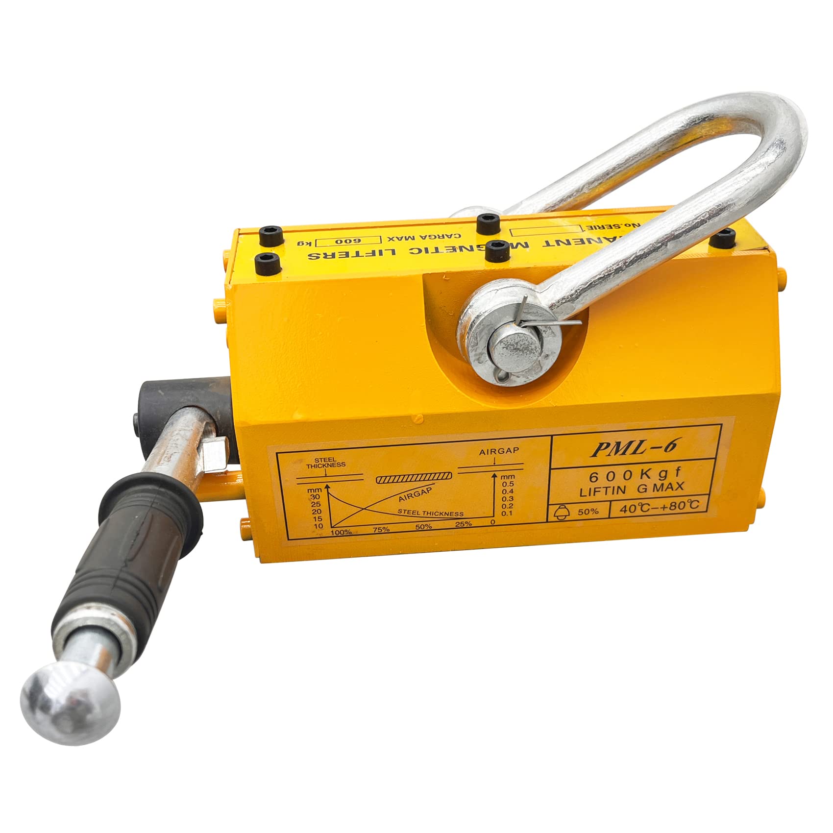 TECHTONGDA 1320 Lbs Permanent Magnetic Lifter - Heavy Duty Lifting Magnet for Steel Plates & Boards with Easy Release - Ideal for Shop Cranes, Warehouse, Construction & Metal Fabrication