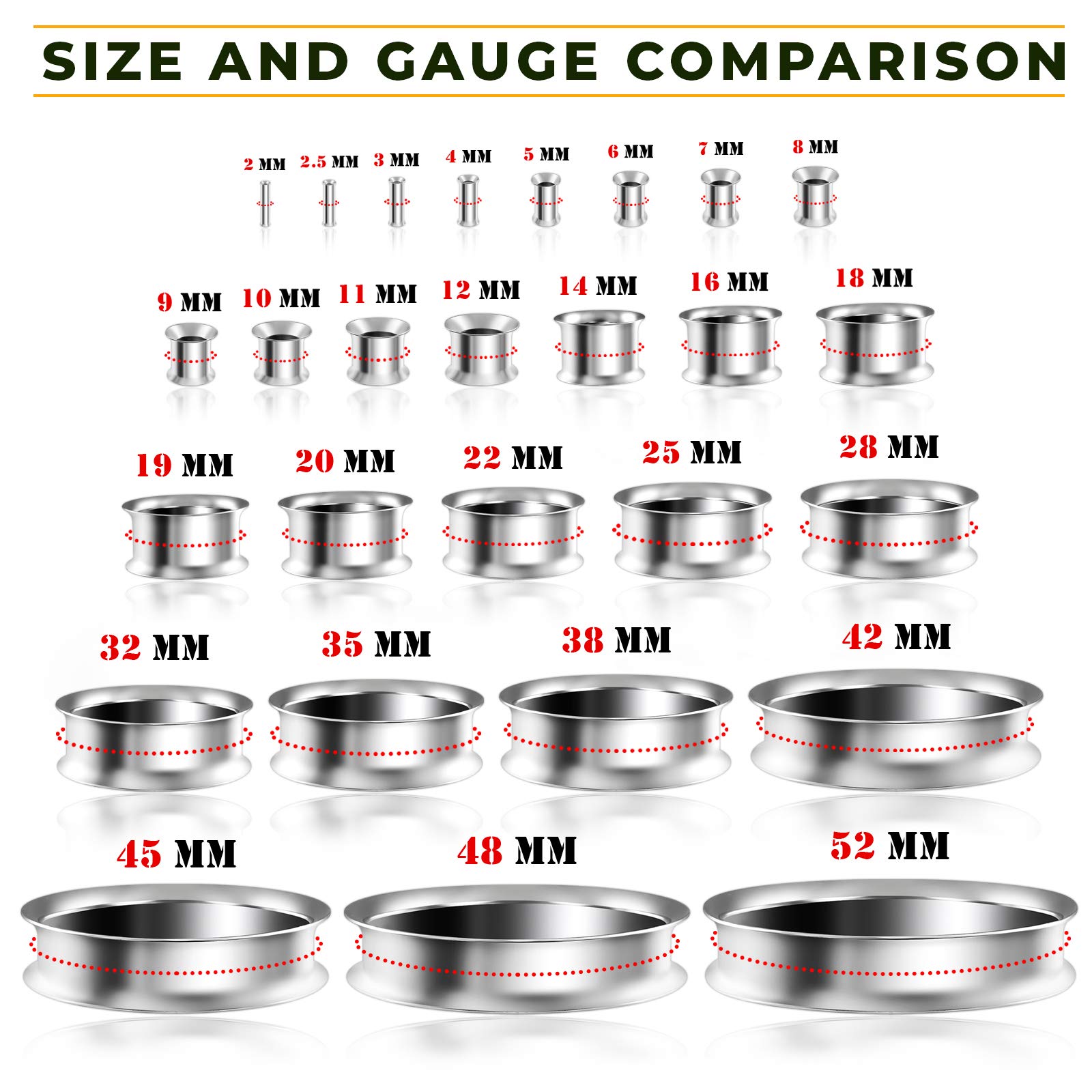 316L Surgical Steel Double Flared Saddle Piercing Jewelry - Stretcher Ear Plugs & Flesh Tunnel Earrings for Lobe Stretching - Perfect for Gauging, Body Modification & Alternative Fashion