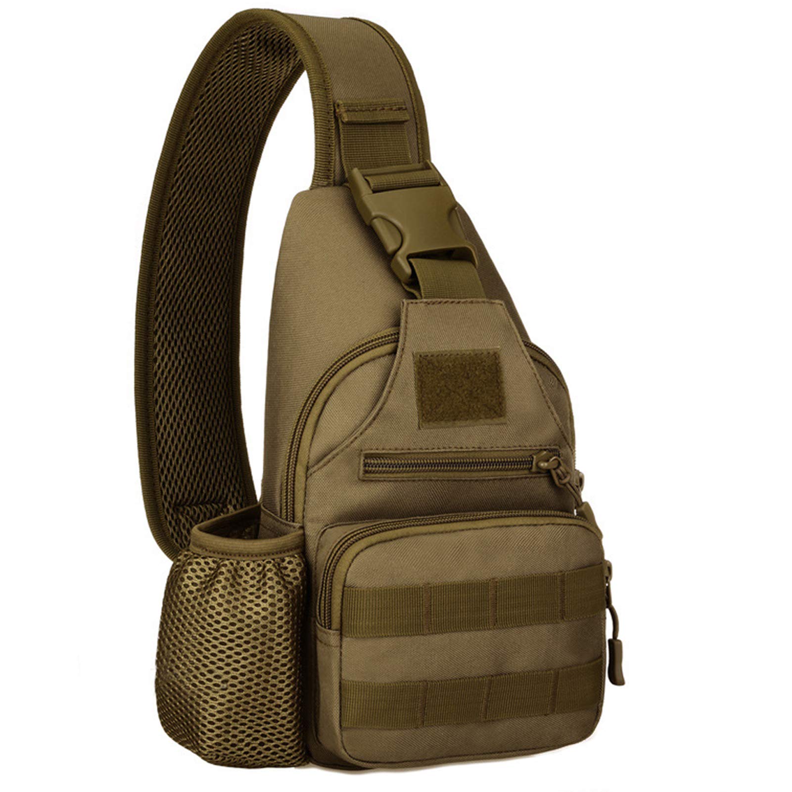 Tactical Military Chest Sling Bag - Water Resistant MOLLE Shoulder Backpack for Men with Water Bottle Holder - Perfect for Hiking, Camping & Outdoor Adventures
