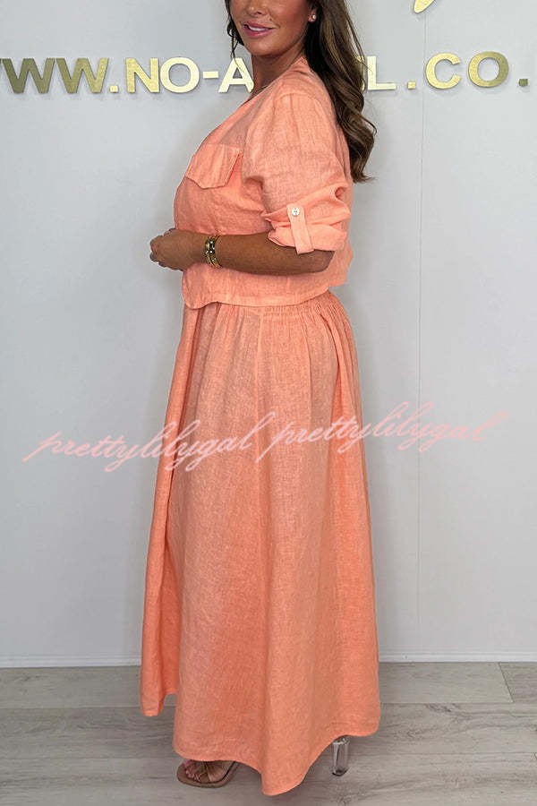 Stylish Solid Color Casual Short Jacket with Suspenders & Pleated Maxi Dress Set for Women | Perfect for Spring Outfits, Date Nights & Office Wear