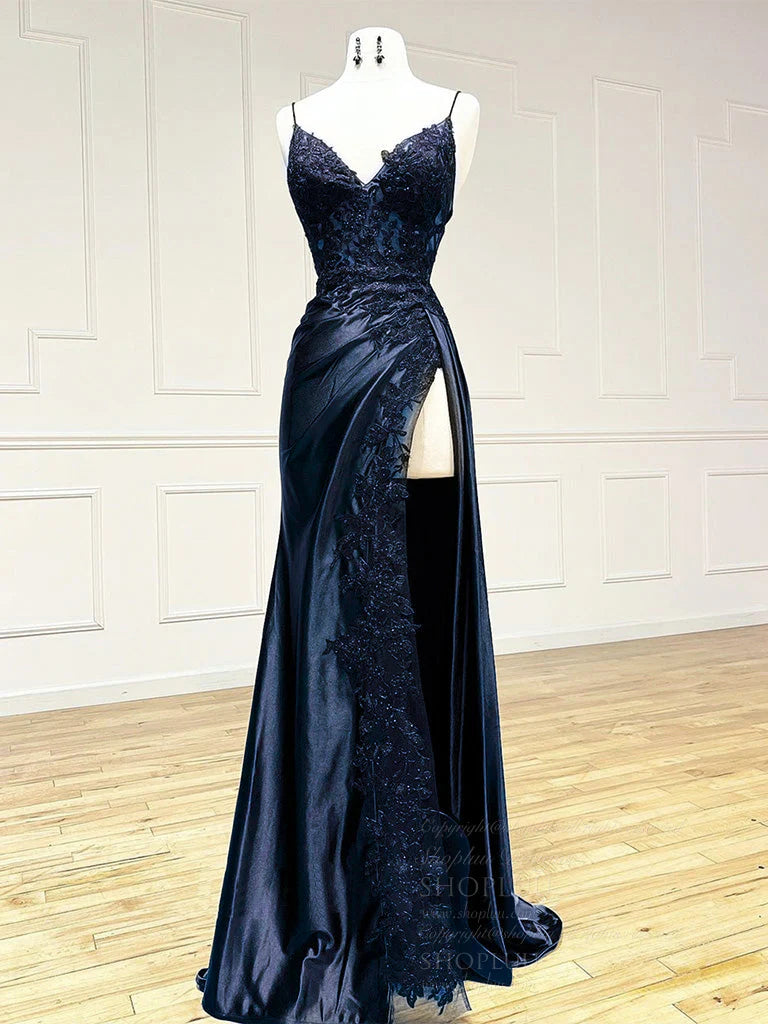 2025 Black Long Prom Dress with Lace V-Neck - Elegant A-Line Formal Gown with High Slit for Homecoming, Evening Party & Special Occasions