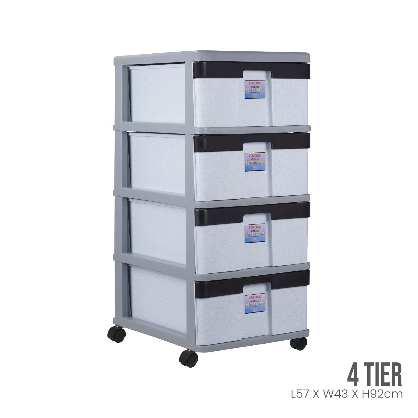 4-Tier XL Rolling Storage Cabinet with Wheels - Heavy Duty Metal Shelving Unit for Garage, Kitchen, Office, or Pantry Organization