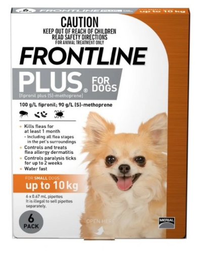 Frontline Plus Flea & Tick Treatment for Small Dogs Under 10kg - 6 Month Supply (2 Sizes) | Fast-Acting Protection for Indoor & Outdoor Pets