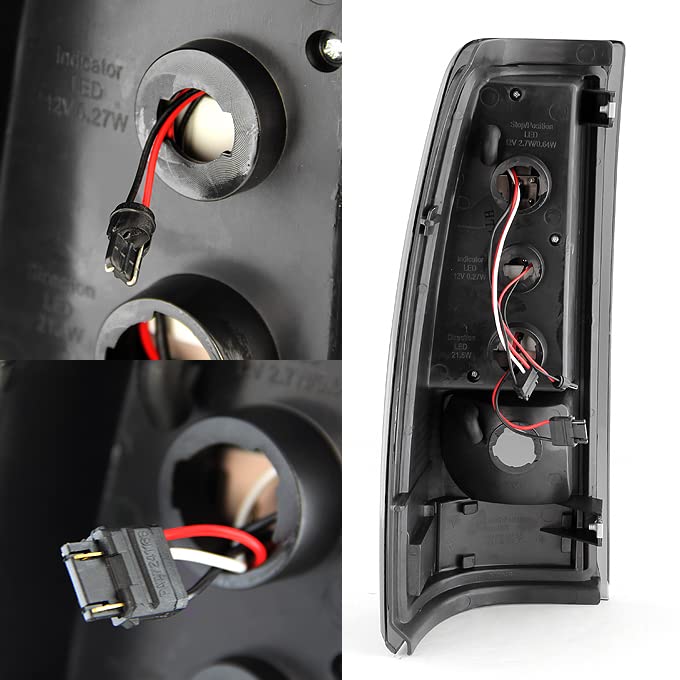 AKKON Red Clear LED Tail Lights Brake Lamps Pair for 2003-2006 Chevy Silverado & 2004-2006 GMC Sierra Pickup Trucks - Enhanced Visibility & Style for Night Driving & Off-Road Adventures