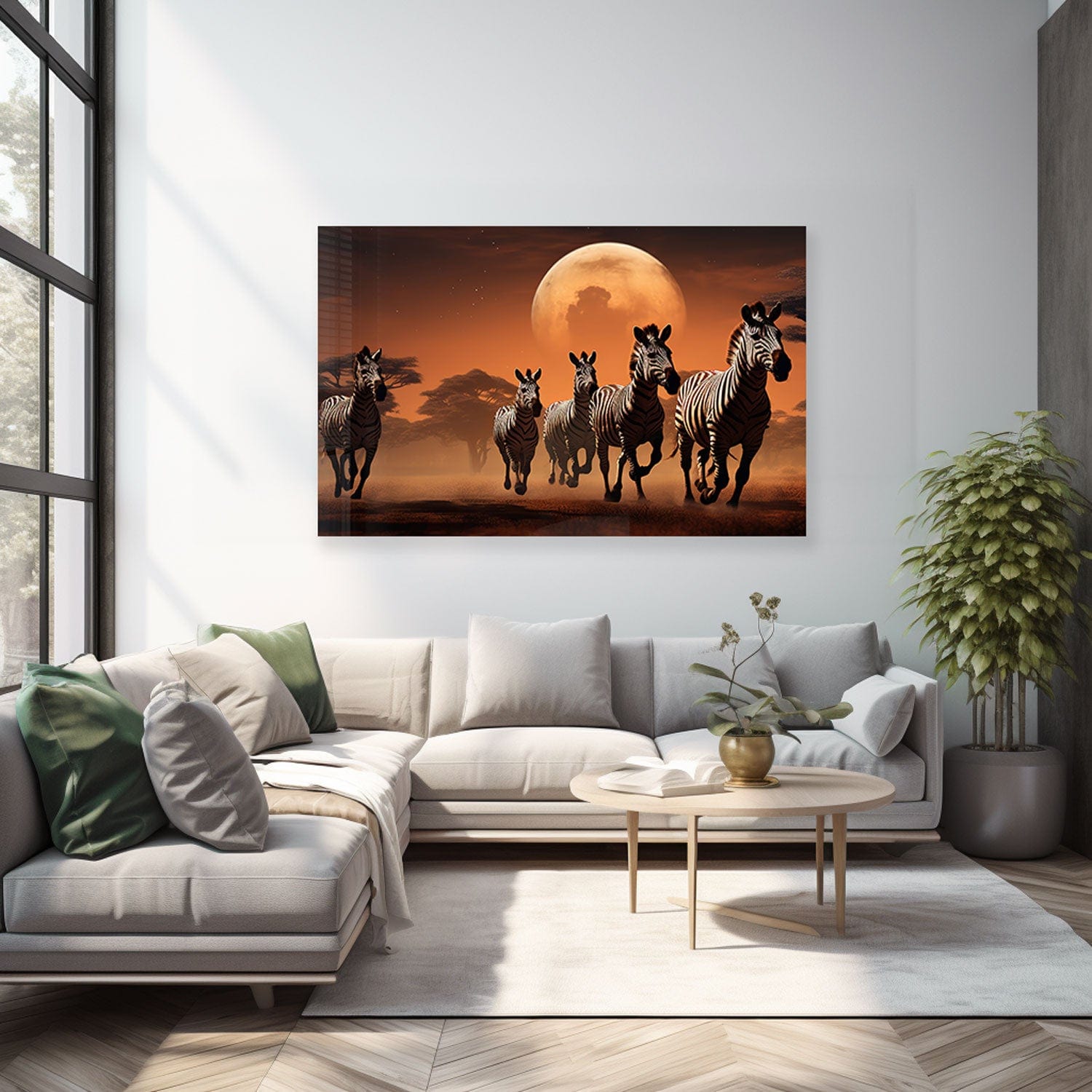 Striped Horizon Tempered Glass Wall Art - Modern Abstract Decor for Living Room, Bedroom & Office - Shatterproof & Easy to Install
