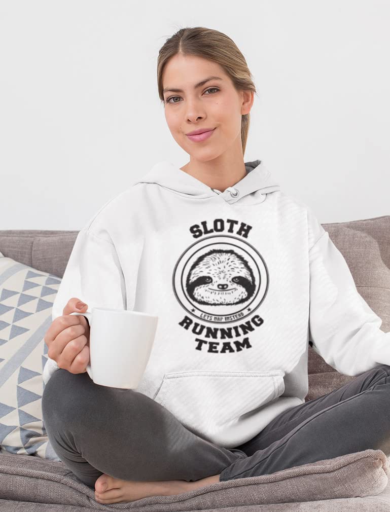 Tstars Sloth Running Team Hoodie - Funny Novelty Sweatshirt for Women | Cute Animal Loungewear, Casual Outfit & Gift Idea for Runners, Gym Enthusiasts