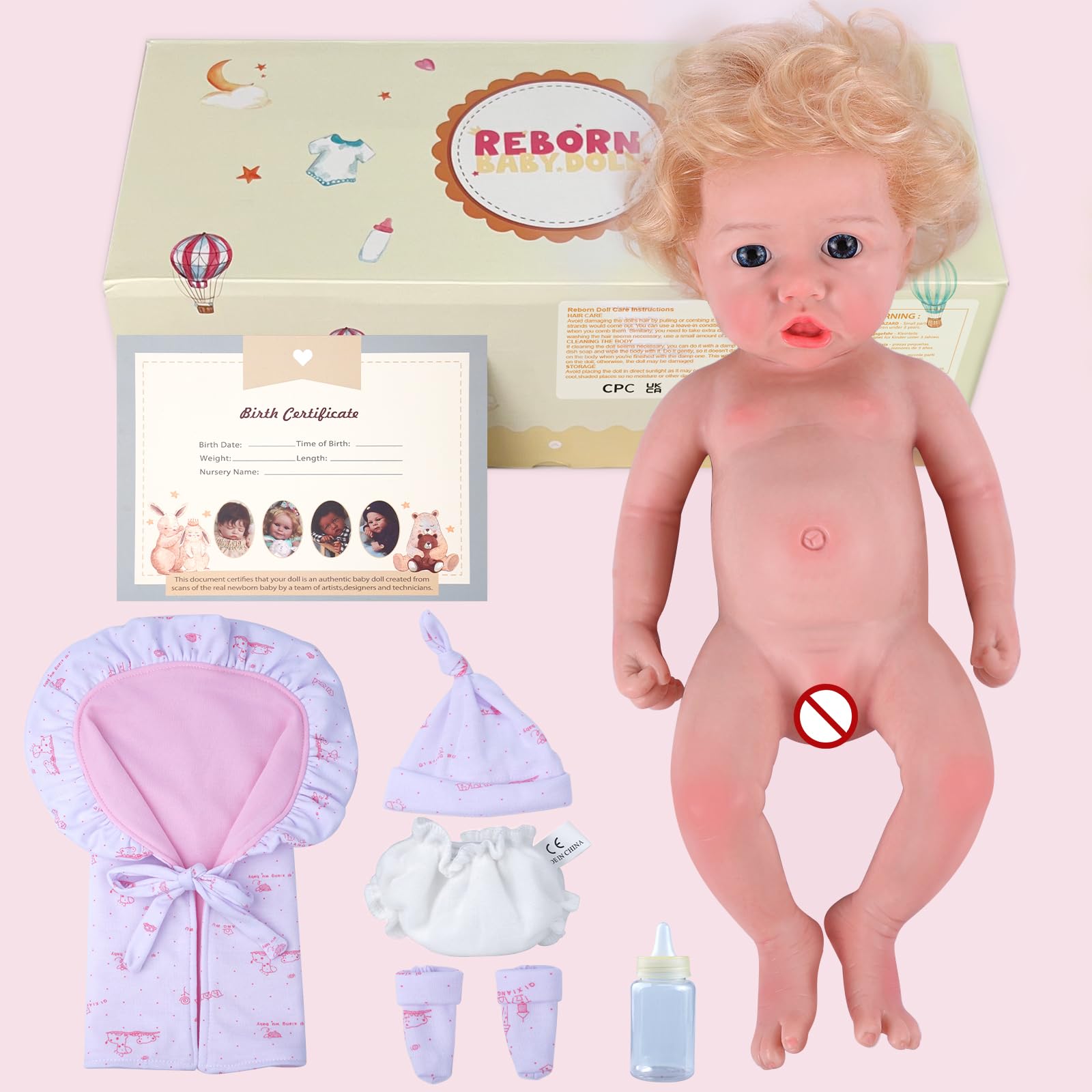 12 Inch Realistic Silicone Reborn Baby Doll with Blue Eyes & Golden Hair - Lifelike Full Body Baby Girl Doll for Collectors, Gift Giving, Nursery Decor & Photography Props