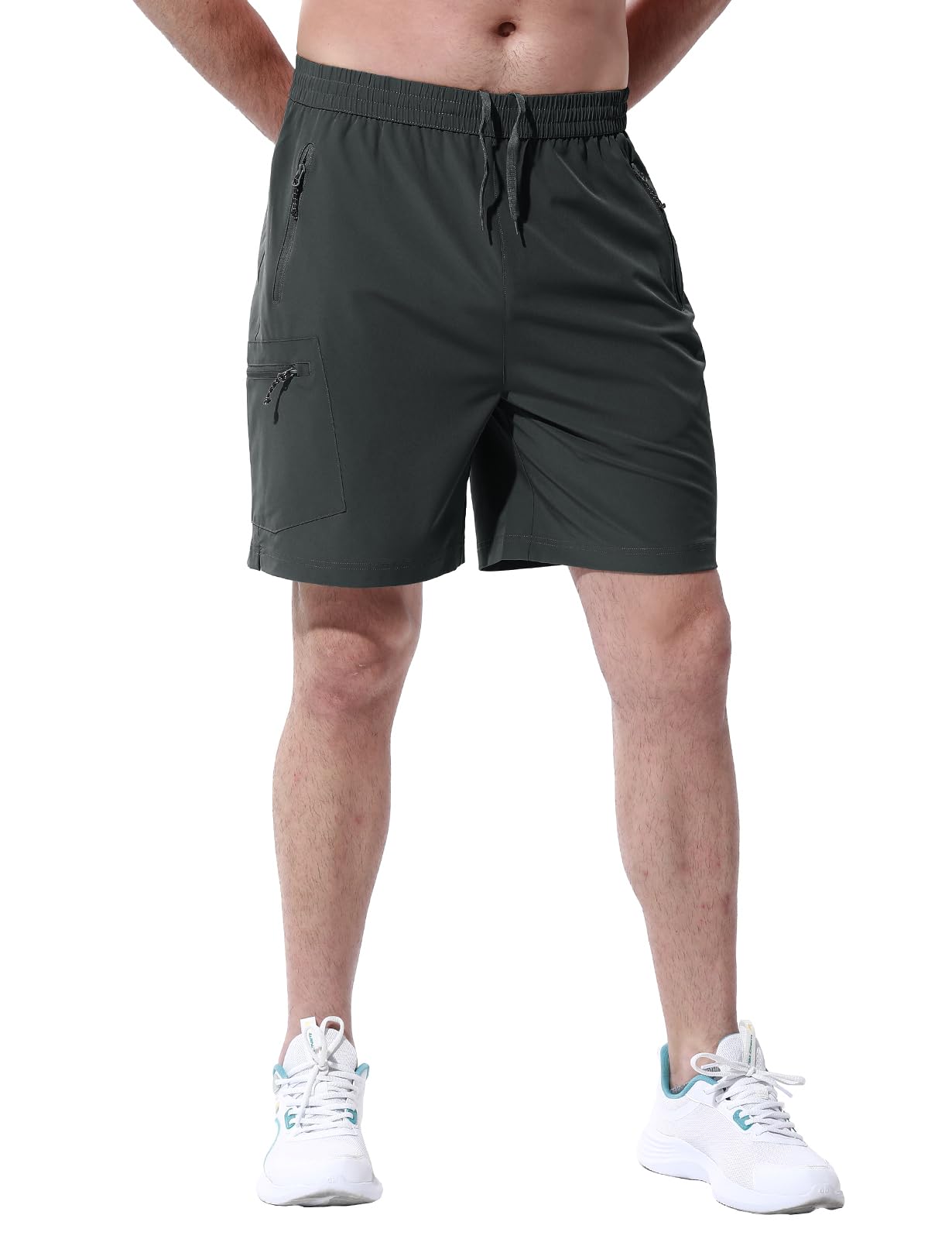 BGOWATU Men's Quick Dry Hiking Shorts with Zipper Pockets - Stretch Athletic Gym Shorts for Running, Fishing & Outdoor Travel - Lightweight Comfort for Sports & Adventure Activities