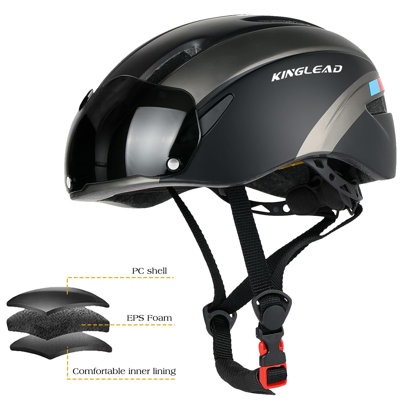 Premium Adult Bike Helmet with Detachable Magnetic Goggles & Adjustable Dial - Lightweight Ventilation for Mountain, Road, Electric Bikes & Scooters - Ideal for Commuting, Cycling Adventures & Urban Riding