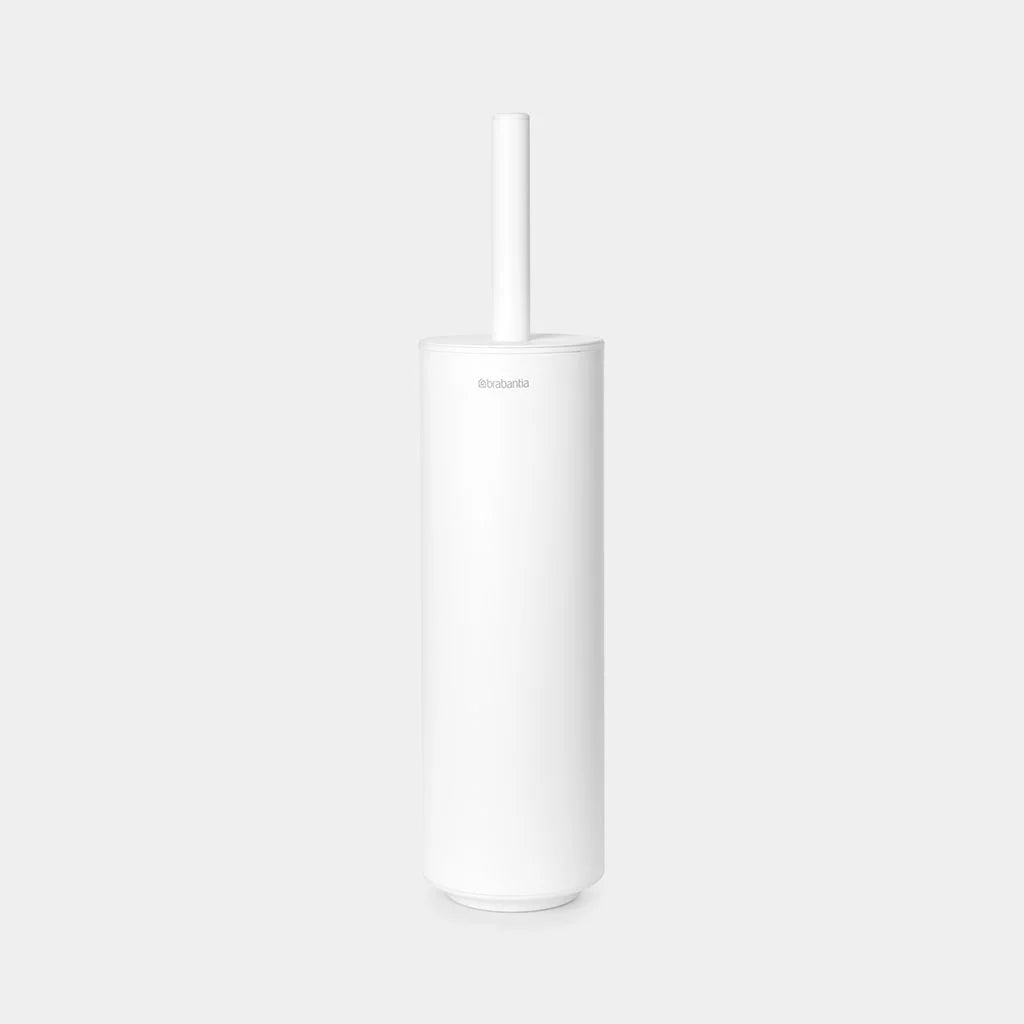 MindSet Toilet Brush and Holder Set - Mineral Fresh White with Silicone Head - Bathroom Cleaning Essentials for Home and Office Use