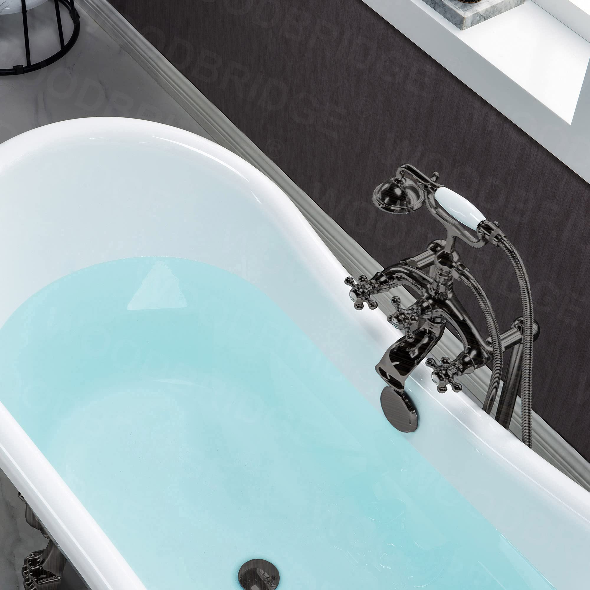 WOODBRIDGE BTA1540-ORB Freestanding Bathtub with Feet & Drain in Oil Rubbed Bronze - Perfect for Modern Bathroom & Spa Retreat