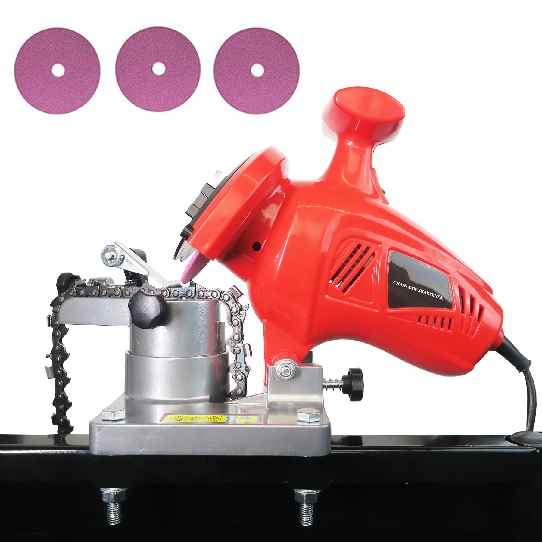250W Electric Chainsaw Sharpener - Adjustable Angle High-Speed Chain Grinder | Heavy-Duty Mountable Tool for 1/4'' to 3/8'' Pitch Chains | Perfect for DIY Woodworking, Tree Cutting & Firewood Preparation