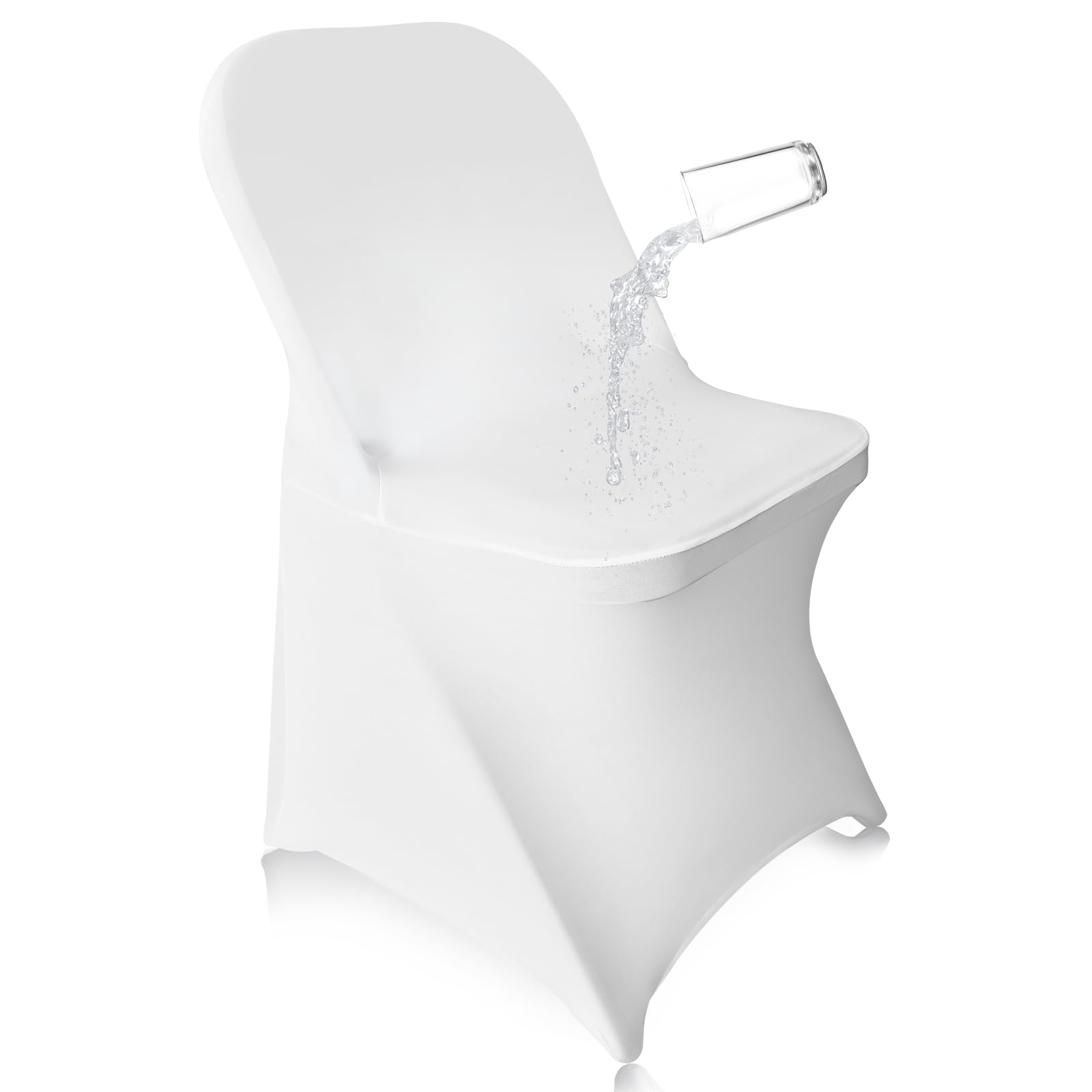 EMART 10-Pack White Folding Chair Covers - Stretchable Polyester Spandex Universal Fit Slipcovers for Weddings, Parties, Banquets & Holiday Celebrations | Perfect for Event Decor, Home Gatherings & Outdoor Celebrations
