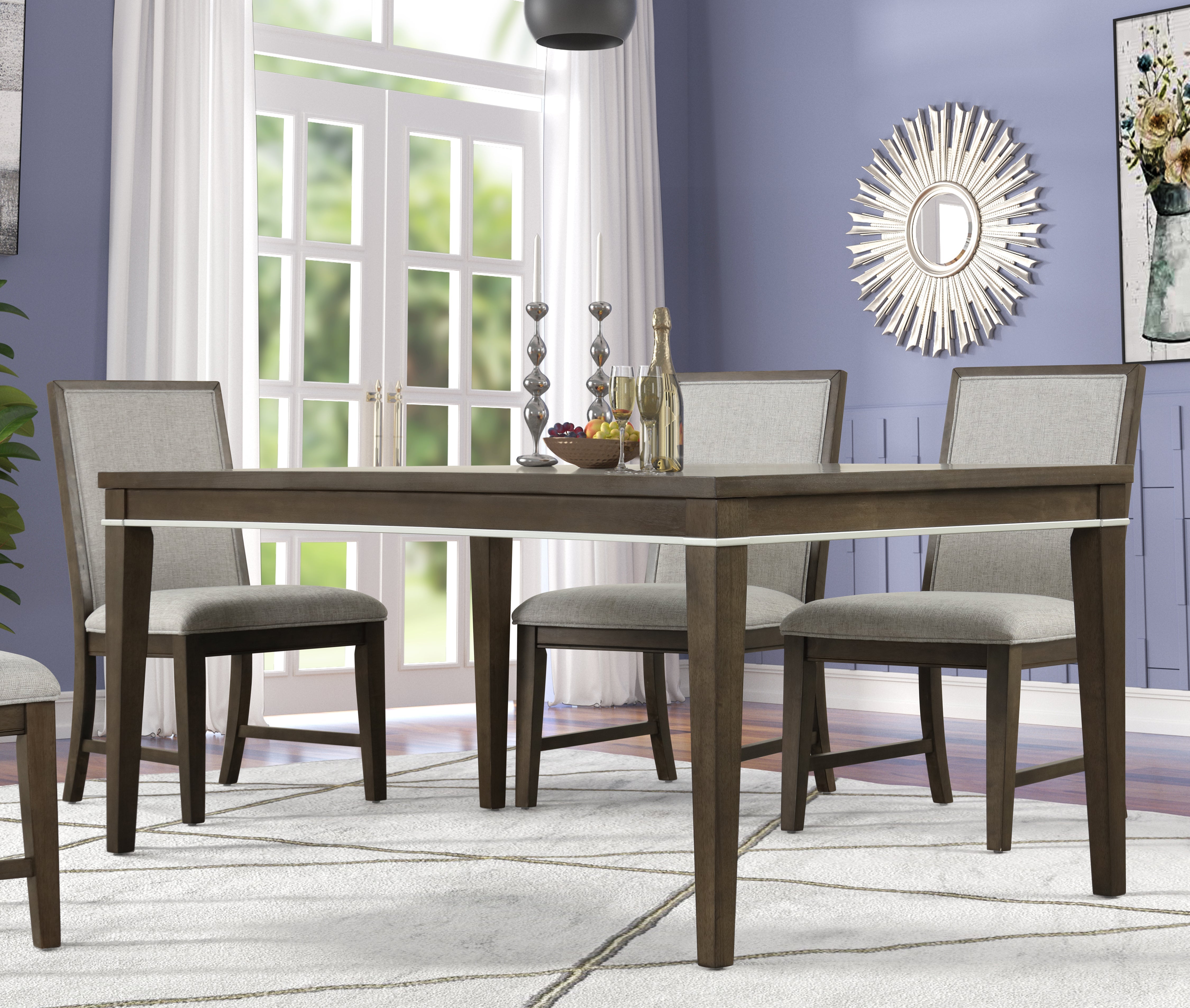 Roundhill Furniture Aberll Wood Dining Room Set - 4-Piece Gray Wooden Table & Chairs for Kitchen, Dining Room & Small Spaces | Modern Farmhouse Style